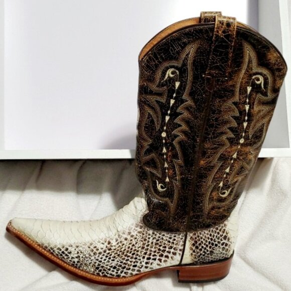 (SOLD on EBay) FORASTERO Men's Leather, Python Skin, Western Boots-Brn&Wht-Sz:8W - Picture 11 of 14